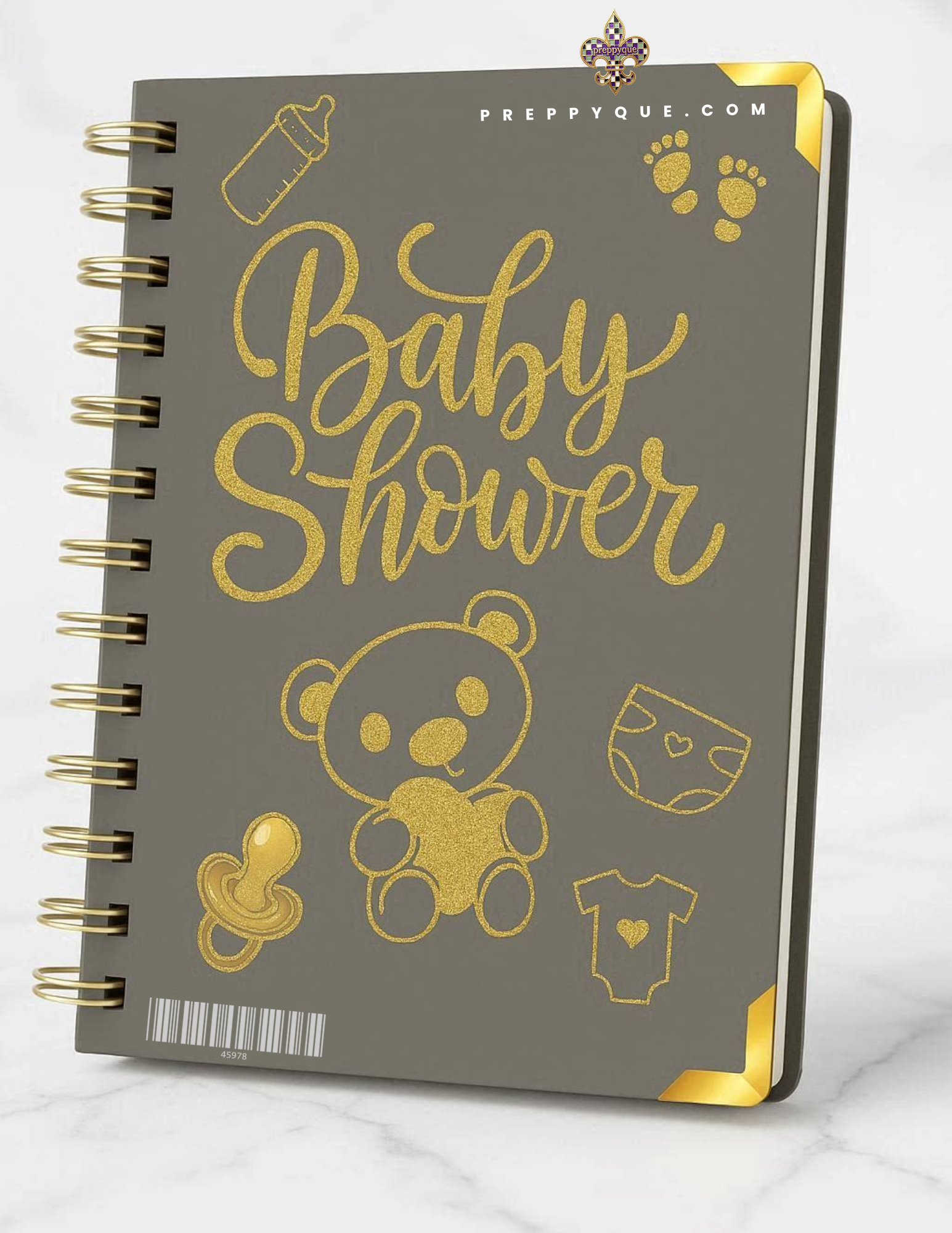 CHORCOAL GRAY AND GOLD  BABY SHOWER